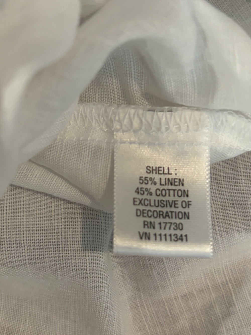 Merona White Linen Blend Peasant Blouse Small Boho Cottagecore Top Puff Sleeves - Picture 8 of 9